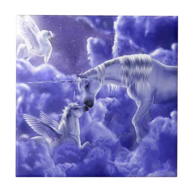 Azulejo Hermosa madre y hija de unicornio (Frente)
