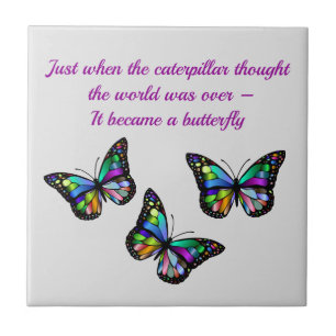 Azulejo Hermosa Mariposa Capullo Frase Inspiradora