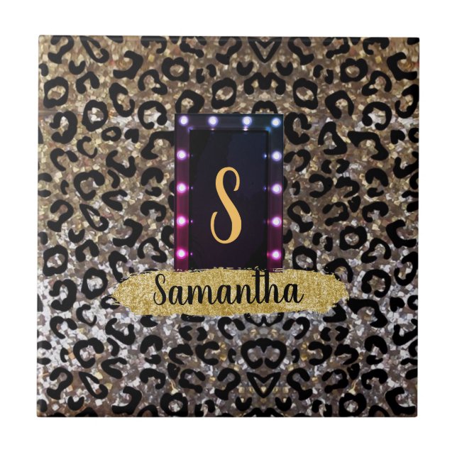 Azulejo Hermosa Moda elegante monograma salvaje (Frente)