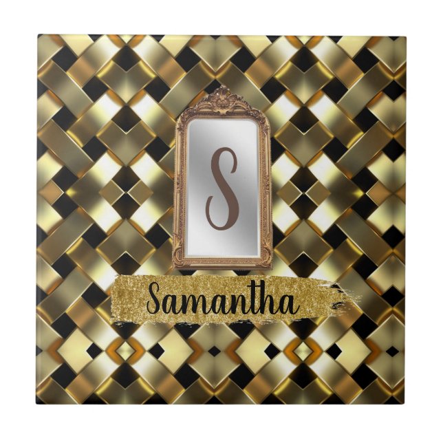 Azulejo Hermosa Moda Girly Mirror Elegante (Frente)