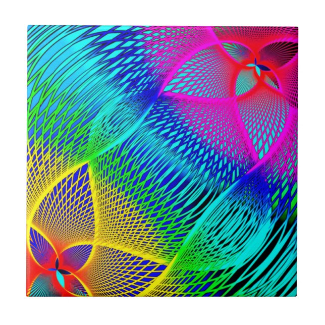 Azulejo Hermosa mosaico de cerámica colorido abstracto (Frente)