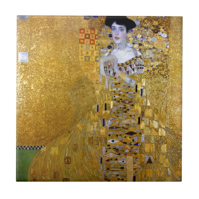 Azulejo Hermosa mujer en oro Gustav Klimt (Frente)