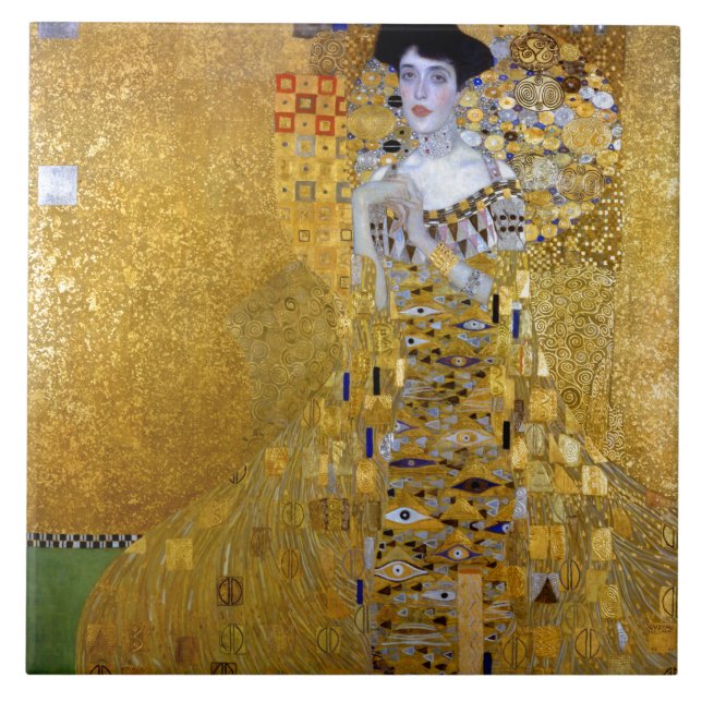 Azulejo Hermosa mujer en oro Gustav Klimt (Frente)