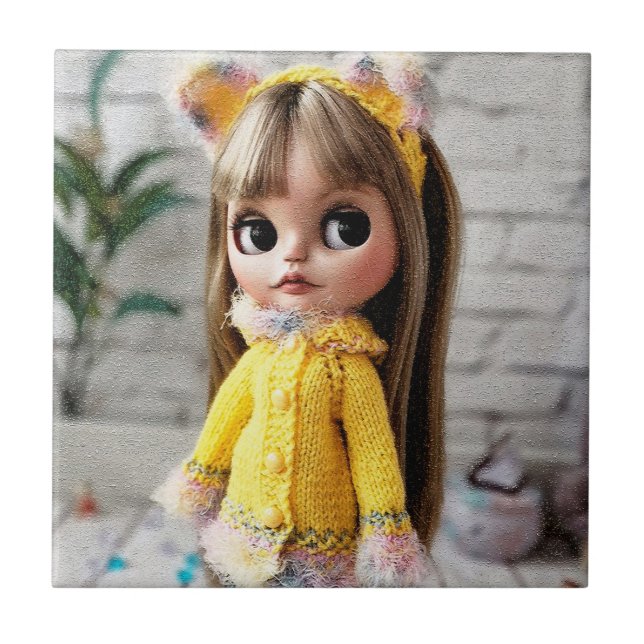 Azulejo Hermosa muñeca Blythe ojos grandes moda elegante d (Frente)
