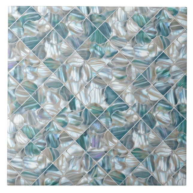 Azulejo Hermosa perla verde azulada azul offwhite inspirad (Frente)