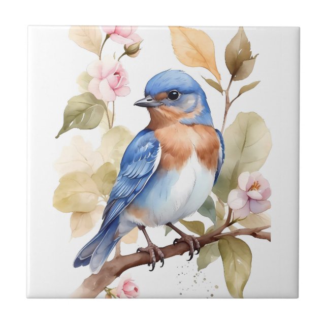 Azulejo Hermosa pintura de color azul (Frente)