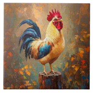 Azulejo Hermosa pintura de gallo