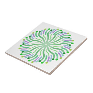 Azulejo Hermosa planta del océano con tentáculos curvos