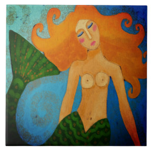 Azulejo Hermosa Sirena Resumen Arte