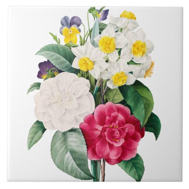 Azulejo Hermosa tela cerámica floral (Frente)