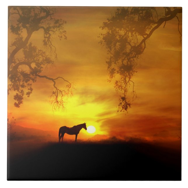 Azulejo Hermosa tela de arte ecuestre (Frente)