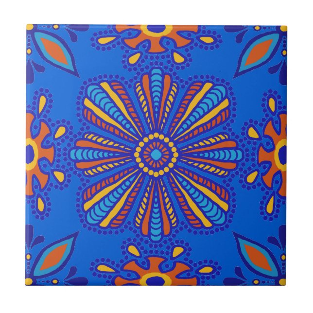 Azulejo Hermosa torre Boho Talavera (Frente)