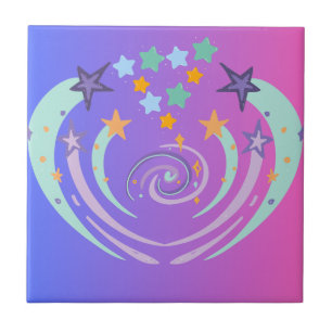 Azulejo hermosas estrellas y corazón