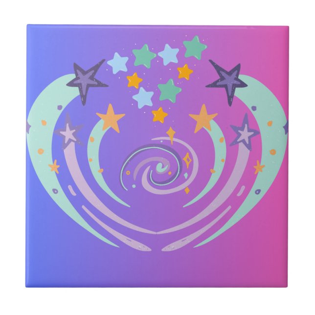 Azulejo hermosas estrellas y corazón (Frente)