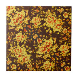 Azulejo Hermosas flores amarillas vintage