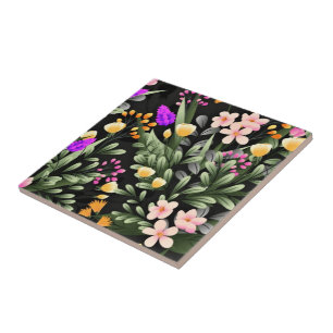 Azulejo Hermosas Flores Cerámica Tile
