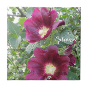 Azulejo Hermosas flores rojas profundas y hojas verdes