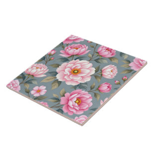 Azulejo Hermosas flores rosadas en flor