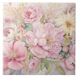 Azulejo Hermosas peonías rosadas