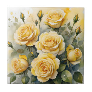 Azulejo Hermosas rosas amarillas