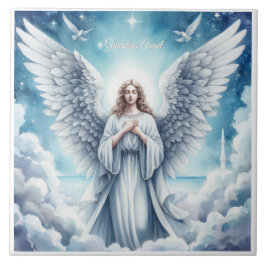 Azulejo Hermoso Ángel de la Guarda Blanco