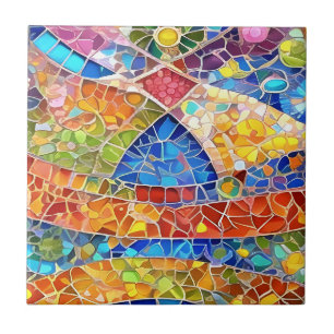 Azulejo Hermoso arcoiris Resumen arte Faux Mosaic
