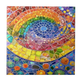 Azulejo Hermoso arcoiris Resumen arte Faux Mosaic