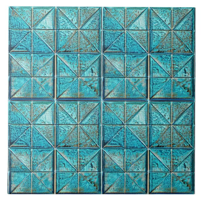 Azulejo Hermoso arte estético verde azulado fino-metálico (Frente)