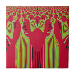 Azulejo Hermoso arte tribal africano rojo y amarillo