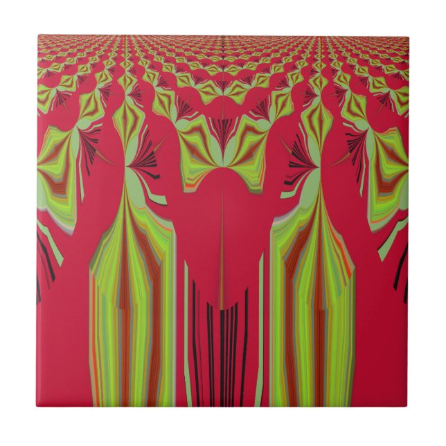 Azulejo Hermoso arte tribal africano rojo y amarillo (Frente)