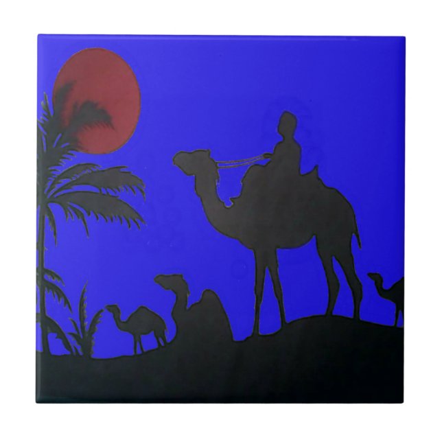 Azulejo Hermoso asombroso Camello Sunset Safari Art Print (Frente)