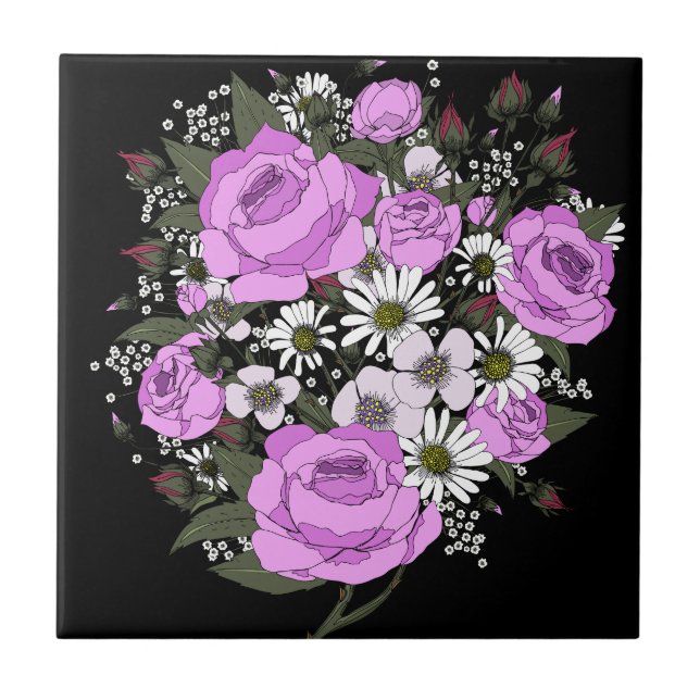 Azulejo Hermoso Bouquet Rosa (Frente)