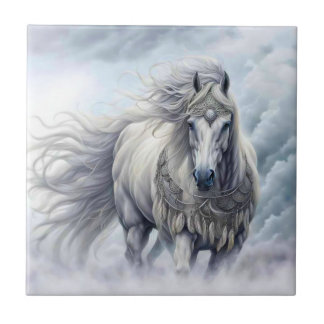 Azulejo Hermoso caballo blanco tribal