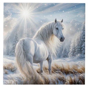 Azulejo Hermoso caballo en los Navidades de la nieve
