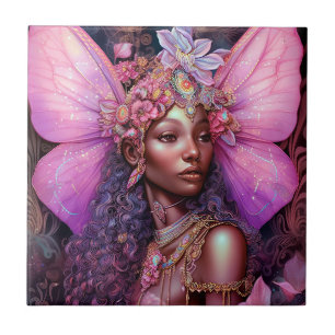 Azulejo Hermoso Chica de hadas negras Fantasy Art