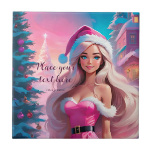Azulejo Hermoso Chica de Navidades rosados 01