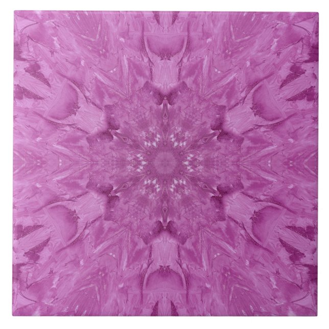 Azulejo Hermoso Chica Rosa Lace Kaleidoscope Patrón (Frente)