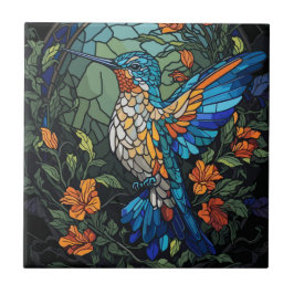 Azulejo Hermoso colibrí de vidrio templado