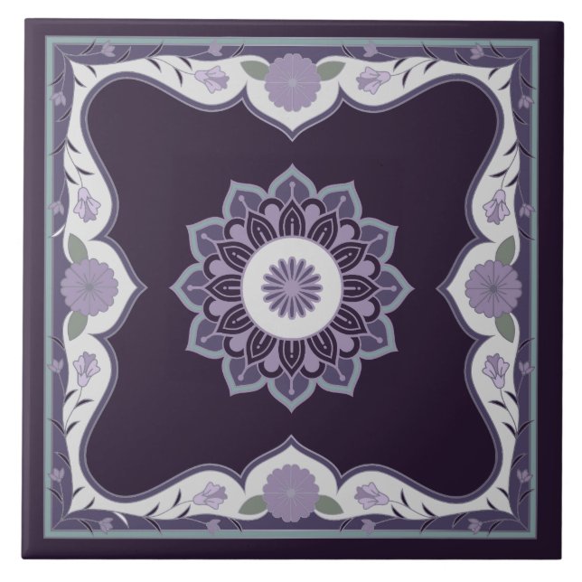 Azulejo Hermoso diseño de desplazamiento de mandala (Frente)