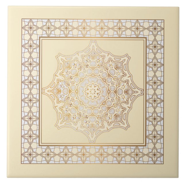 Azulejo Hermoso diseño de desplazamiento de mandala (Frente)