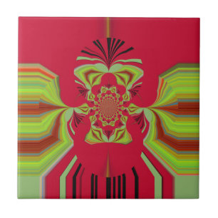 Azulejo Hermoso Increíble Patrón de Motivo Rojo Amarillo A