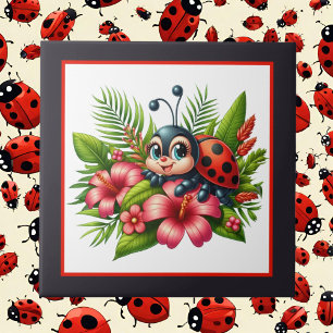 Azulejo Hermoso insecto de ladybug lindo