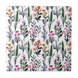 Azulejo Hermoso jardín floral Amantes botánicos blancos