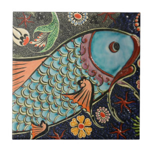 Azulejo Hermoso mosaico y peces coloridos