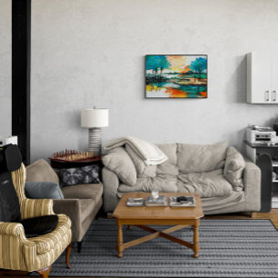 Azulejo Hermoso paisaje de colores vivos