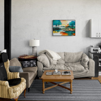 Azulejo Hermoso paisaje de colores vivos