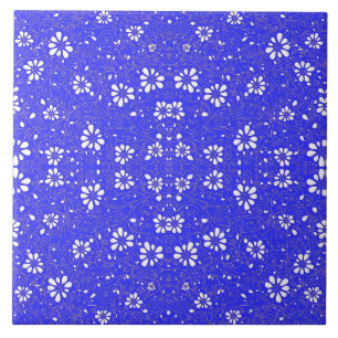 Azulejo Hermoso patrón de flores clásico azul blanco