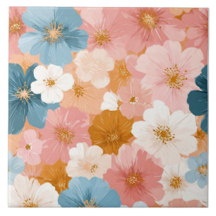 Azulejo Hermoso patrón floral pastel