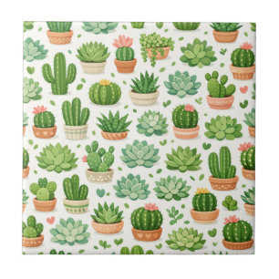 Azulejo Hermoso patrón sin fisuras de plantas suculentas