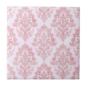 Azulejo Hermoso patrón victoriano de damasco en rosa agua 